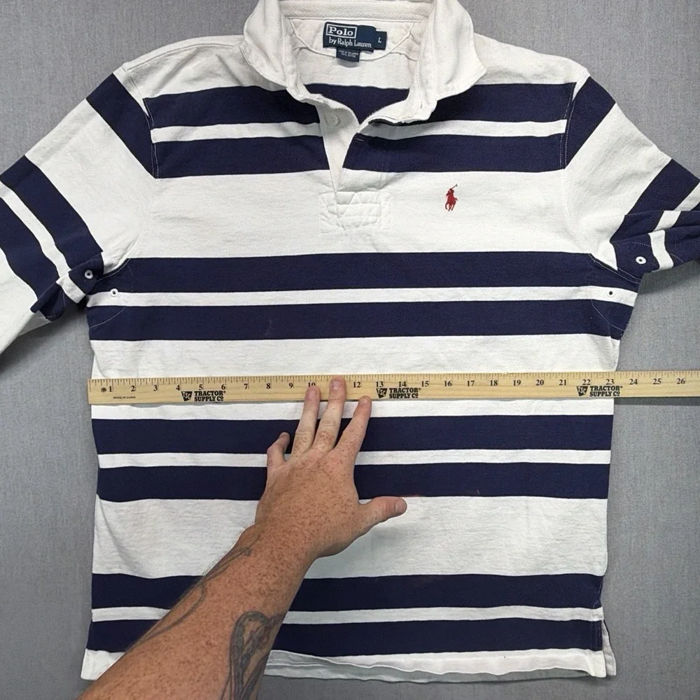 Vintage Polo Ralph Lauren Rugby Shirt Men Large Sailing Stripe Long Sleeve Pony